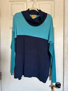 NWT Ruby Rd. Blue color block turtleneck sweater size 3X